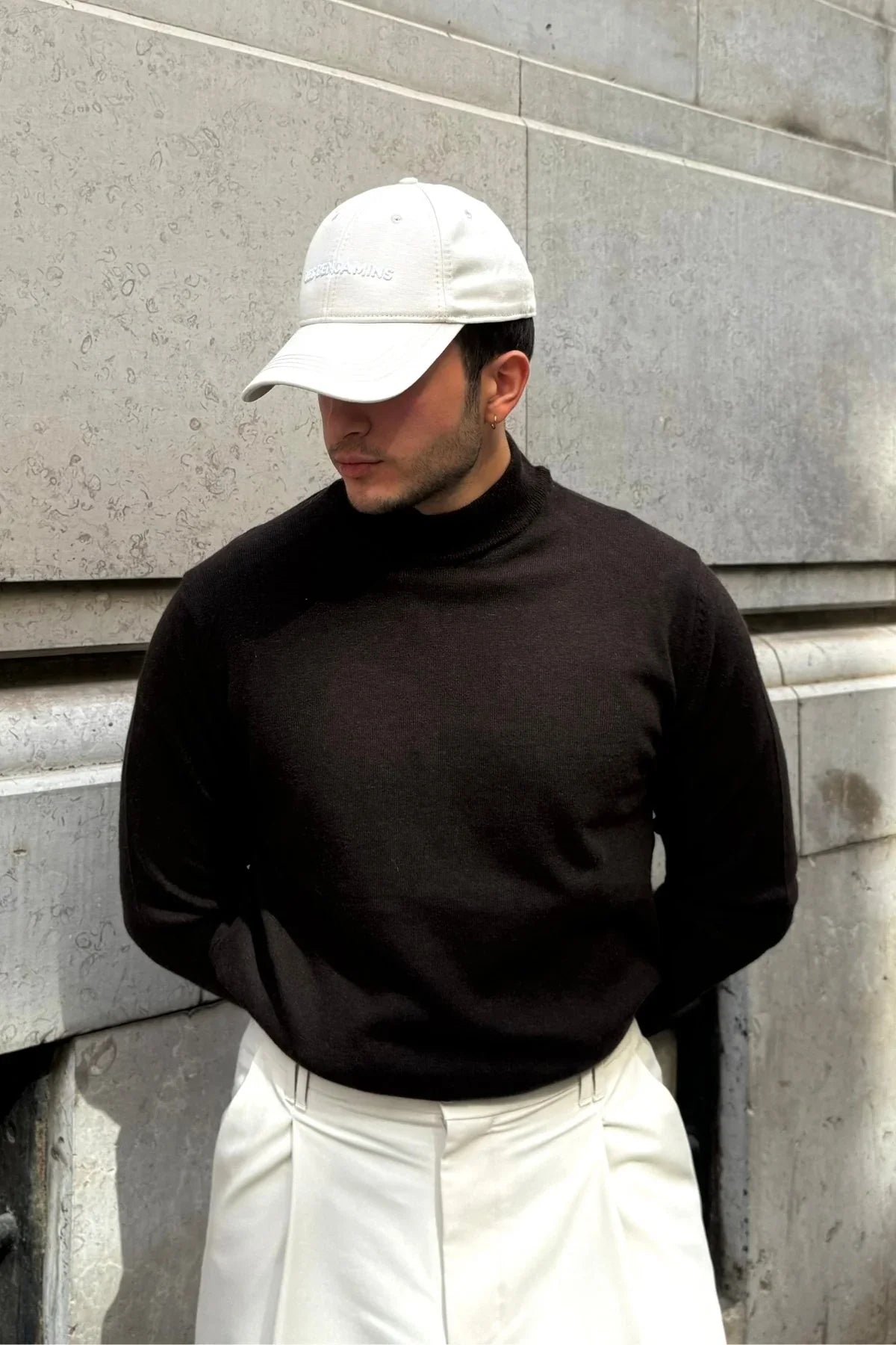 Erkek Yünlü Normal Kalıp Yarım Balıkçı Yaka Triko Kazak - Livio Ferri