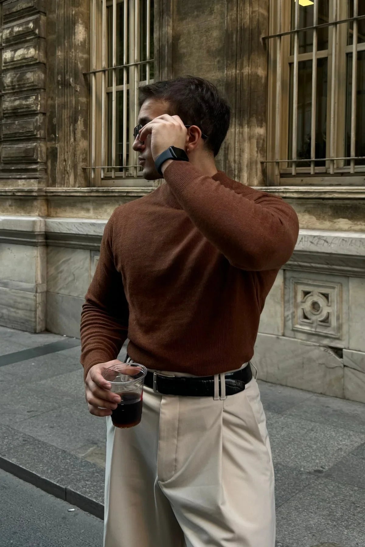 Erkek Yünlü Normal Kalıp Yarım Balıkçı Yaka Triko Kazak - Livio Ferri