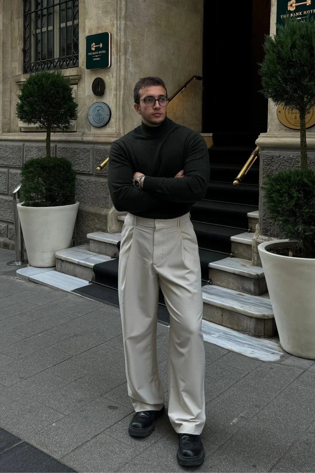 Erkek Yünlü Normal Kalıp Yarım Balıkçı Yaka Triko Kazak - Livio Ferri