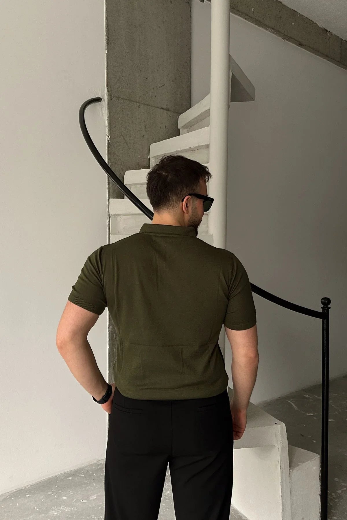 Eyik Erkek Polo Yaka Pamuk Desenli İnce Triko Tişört - Livio Ferri