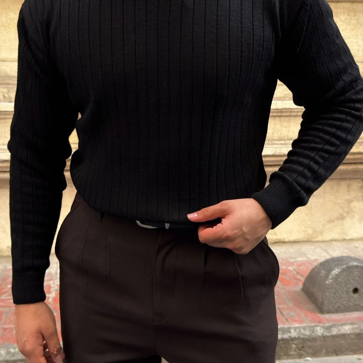 Fella Erkek Fitilli Triko Bisiklet Yaka Regular Fit Kazak