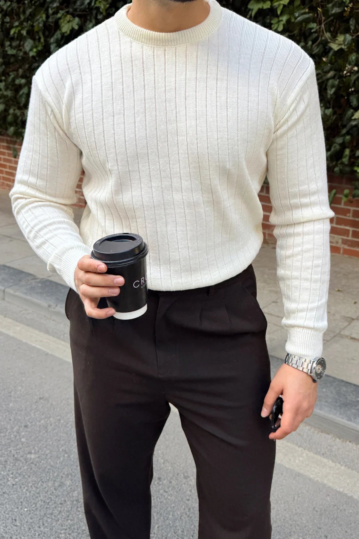 Fella Erkek Fitilli Triko Bisiklet Yaka Regular Fit Kazak - Livio Ferri