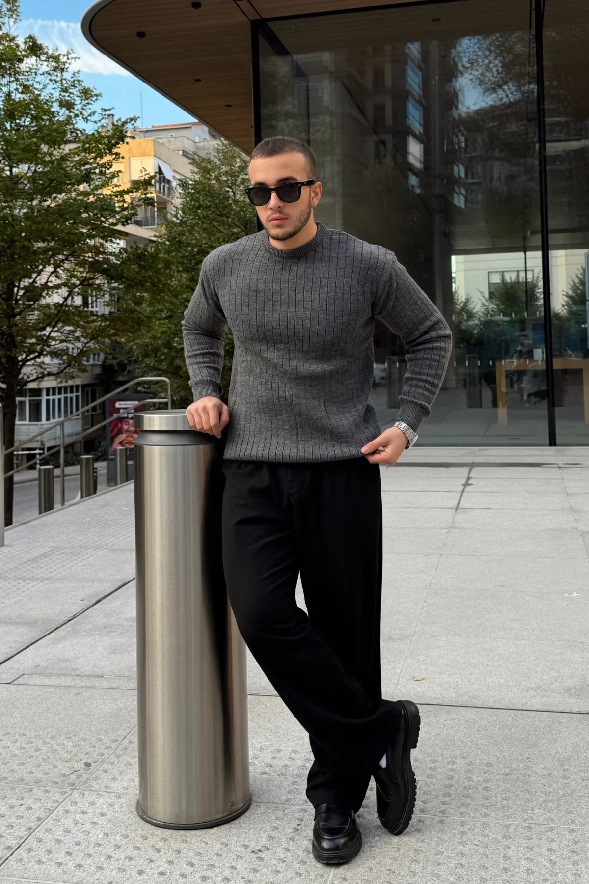 Fella Erkek Fitilli Triko Bisiklet Yaka Regular Fit Kazak - Livio Ferri