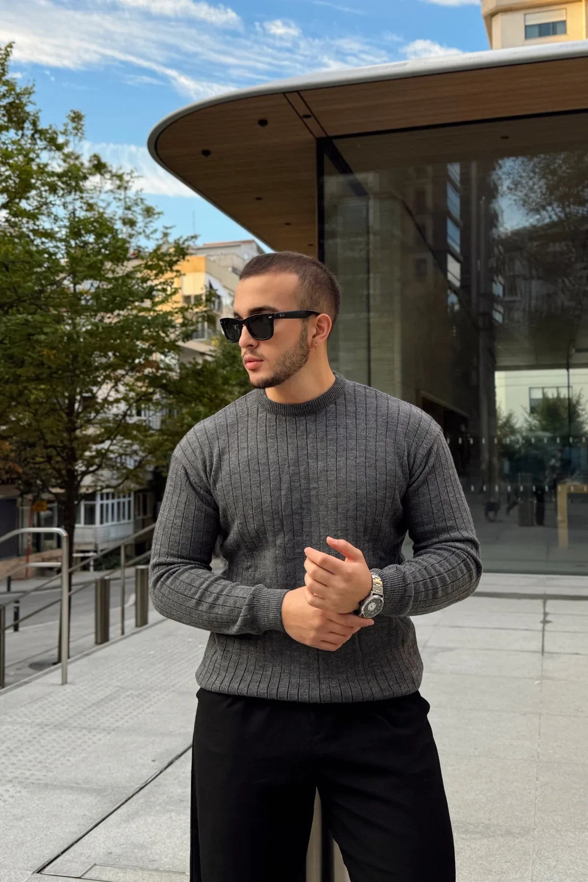 Fella Erkek Fitilli Triko Bisiklet Yaka Regular Fit Kazak - Livio Ferri