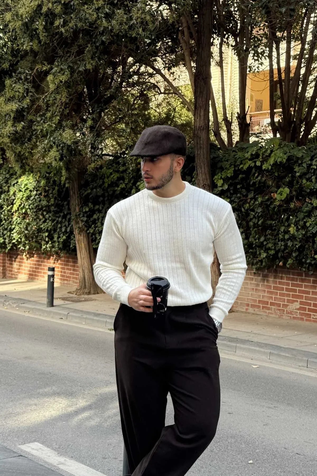 Fella Erkek Fitilli Triko Bisiklet Yaka Regular Fit Kazak - Livio Ferri