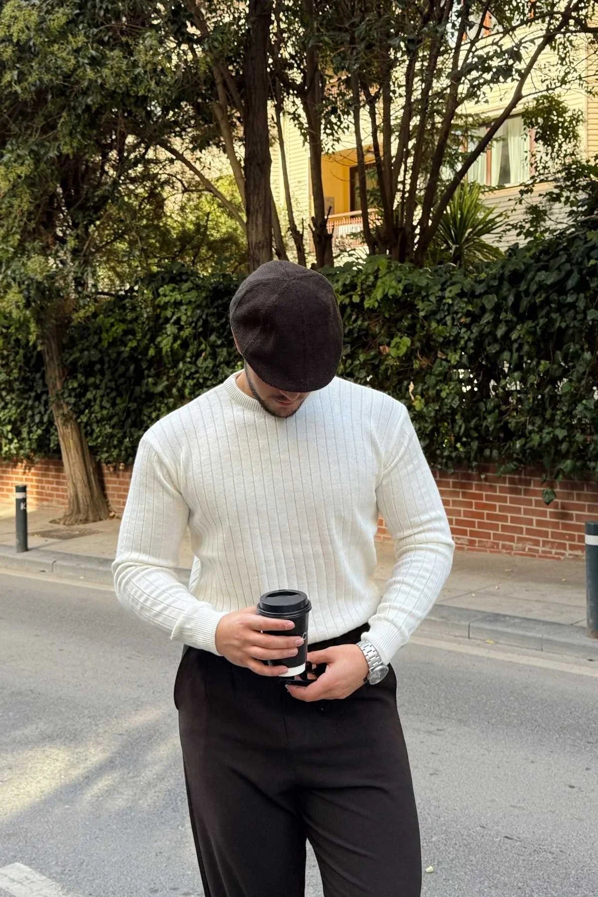 Fella Erkek Fitilli Triko Bisiklet Yaka Regular Fit Kazak - Livio Ferri