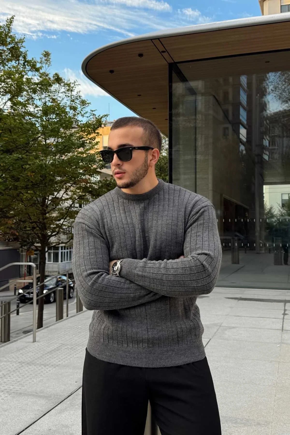 Fella Erkek Fitilli Triko Bisiklet Yaka Regular Fit Kazak - Livio Ferri