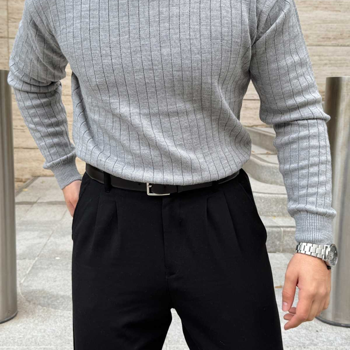 Fella Erkek Fitilli Triko Bisiklet Yaka Regular Fit Kazak