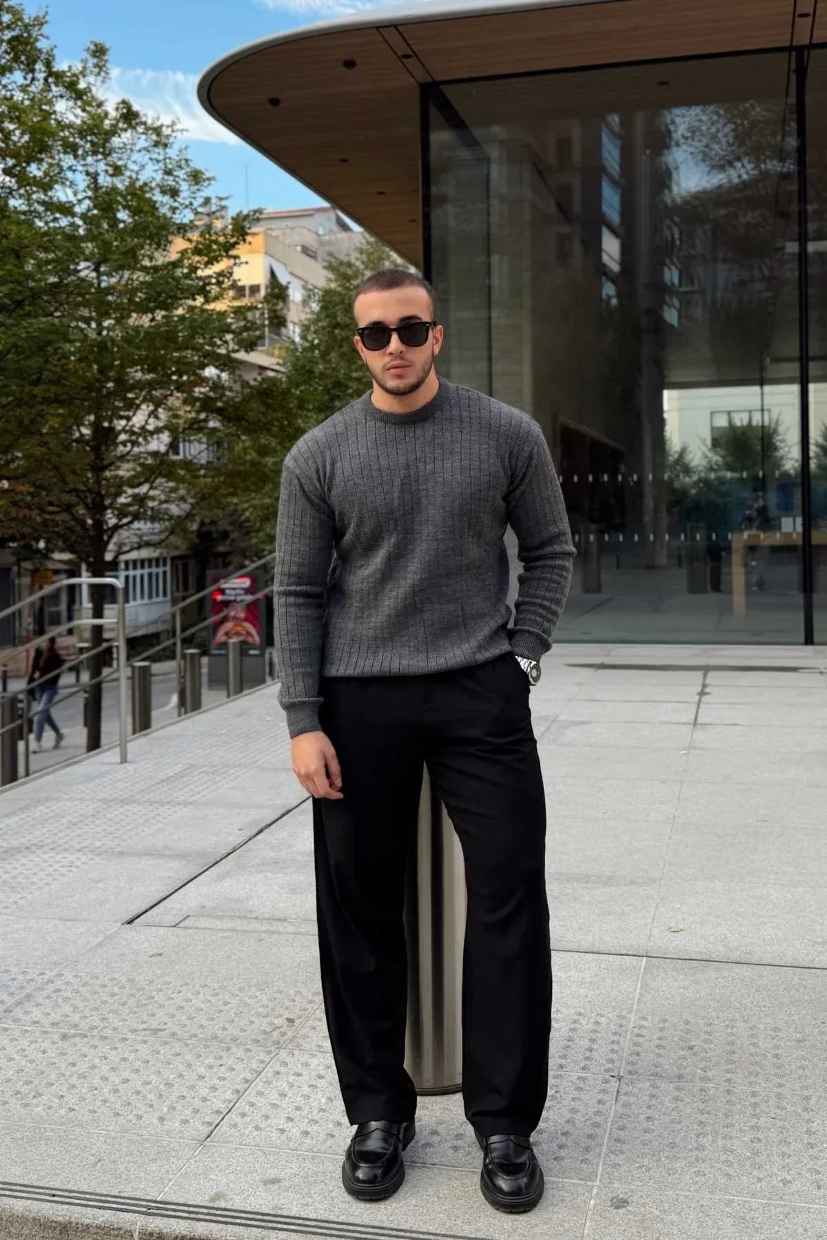 Fella Erkek Fitilli Triko Bisiklet Yaka Regular Fit Kazak - Livio Ferri