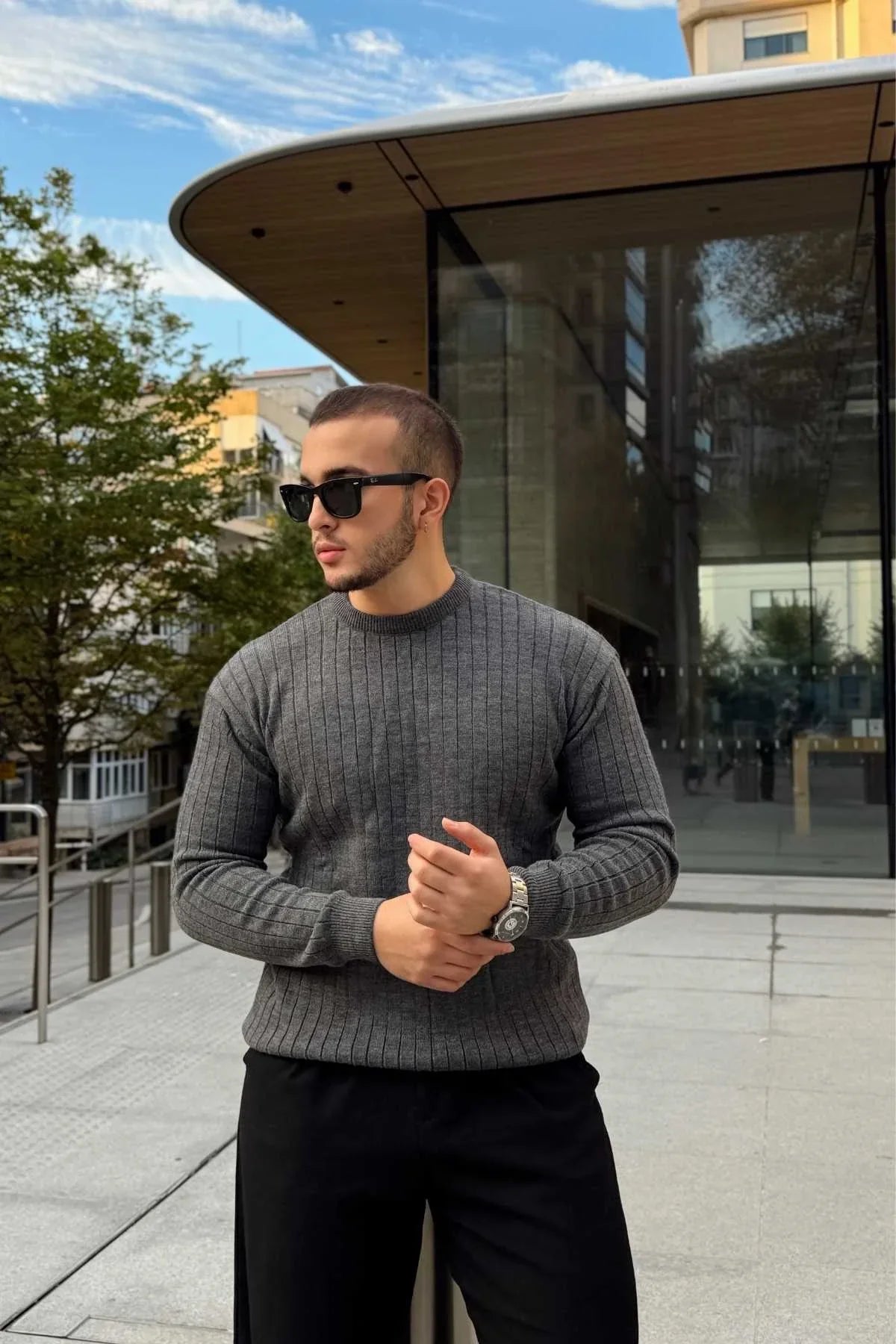 Fella Erkek Fitilli Triko Bisiklet Yaka Regular Fit Kazak - Livio Ferri