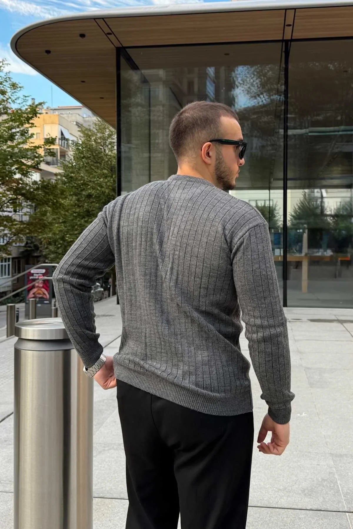 Fella Erkek Fitilli Triko Bisiklet Yaka Regular Fit Kazak - Livio Ferri