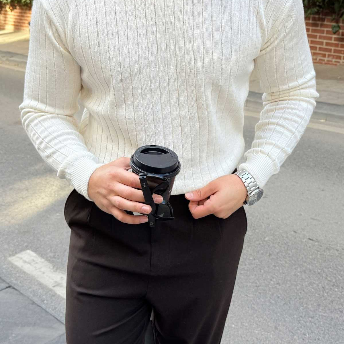 Fella Erkek Fitilli Triko Bisiklet Yaka Regular Fit Kazak