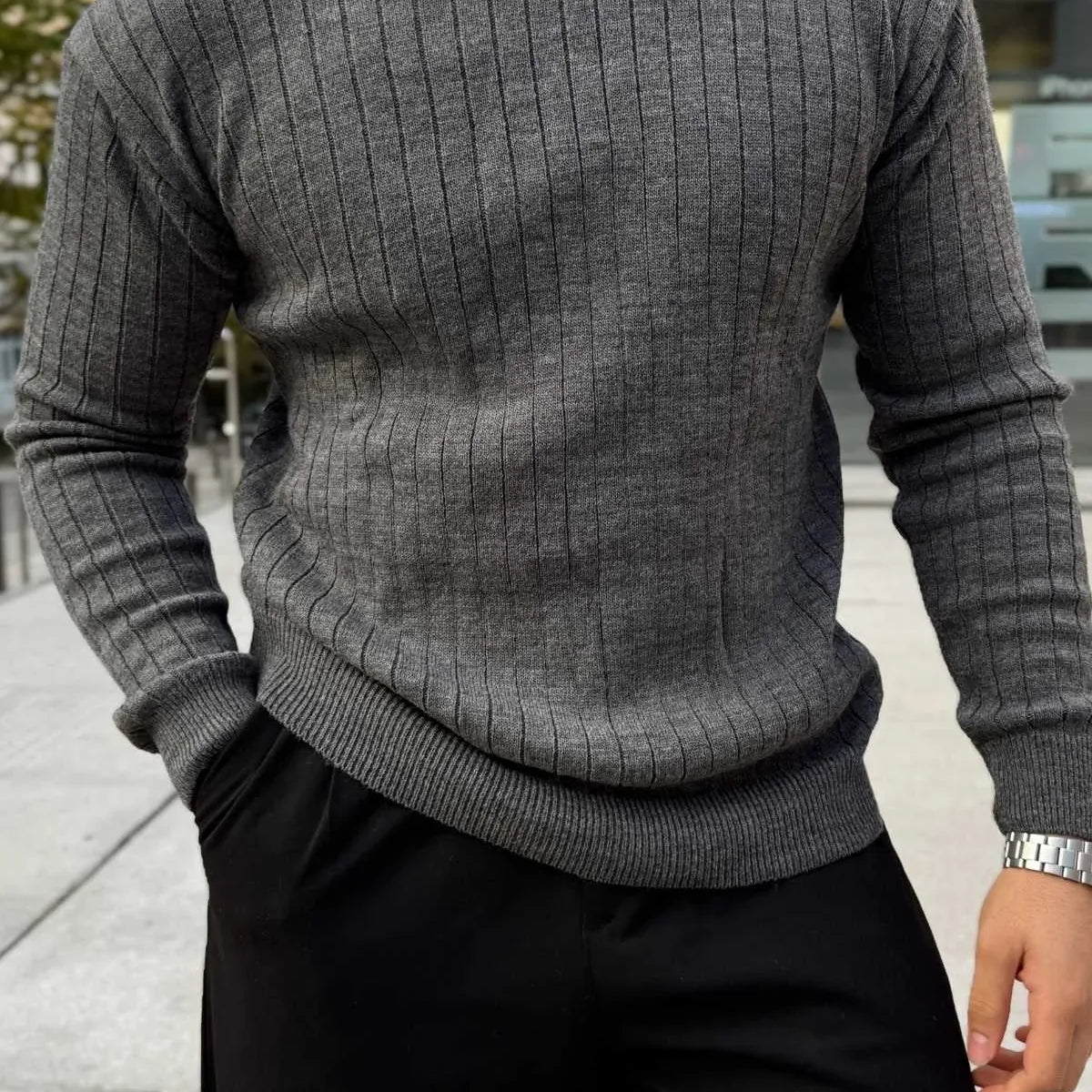 Fella Erkek Fitilli Triko Bisiklet Yaka Regular Fit Kazak - Livio Ferri