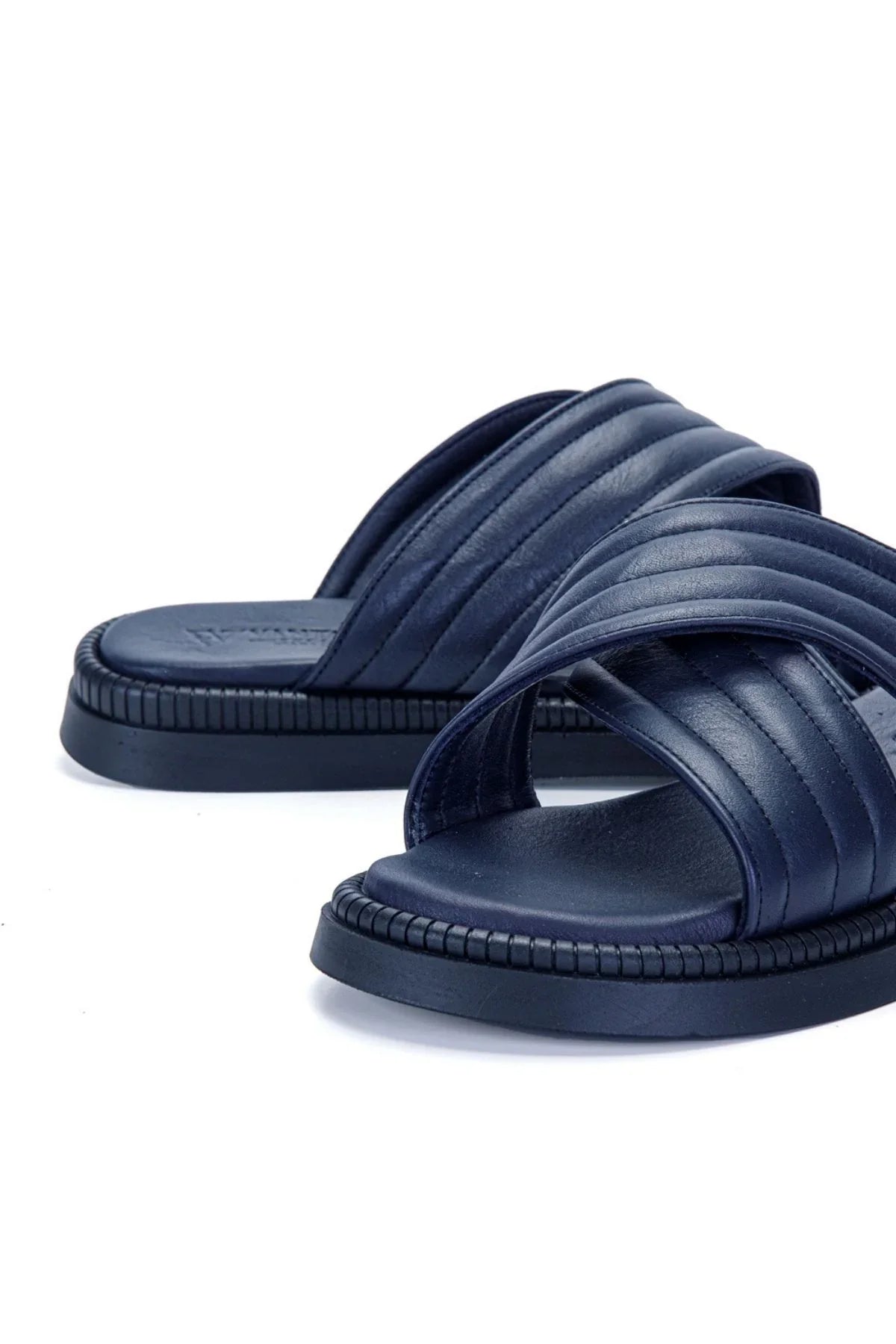 Fern Erkek %100 Hakiki Deri Çapraz Bantlı Günlük Rahat Terlik - Livio Ferri