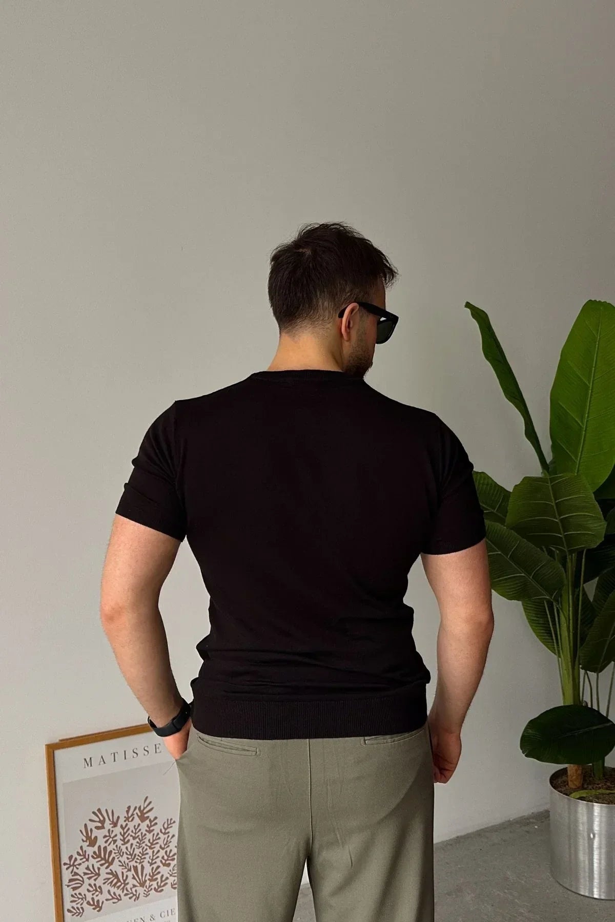 Kama Erkek Bisiklet Yaka Pamuk Regular Fit Kısa Kollu İnce Triko Tişört - Livio Ferri