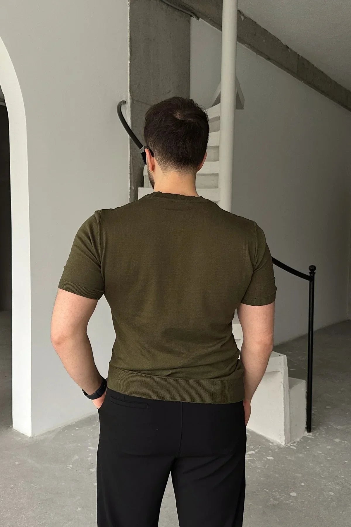 Kama Erkek Bisiklet Yaka Pamuk Regular Fit Kısa Kollu İnce Triko Tişört - Livio Ferri