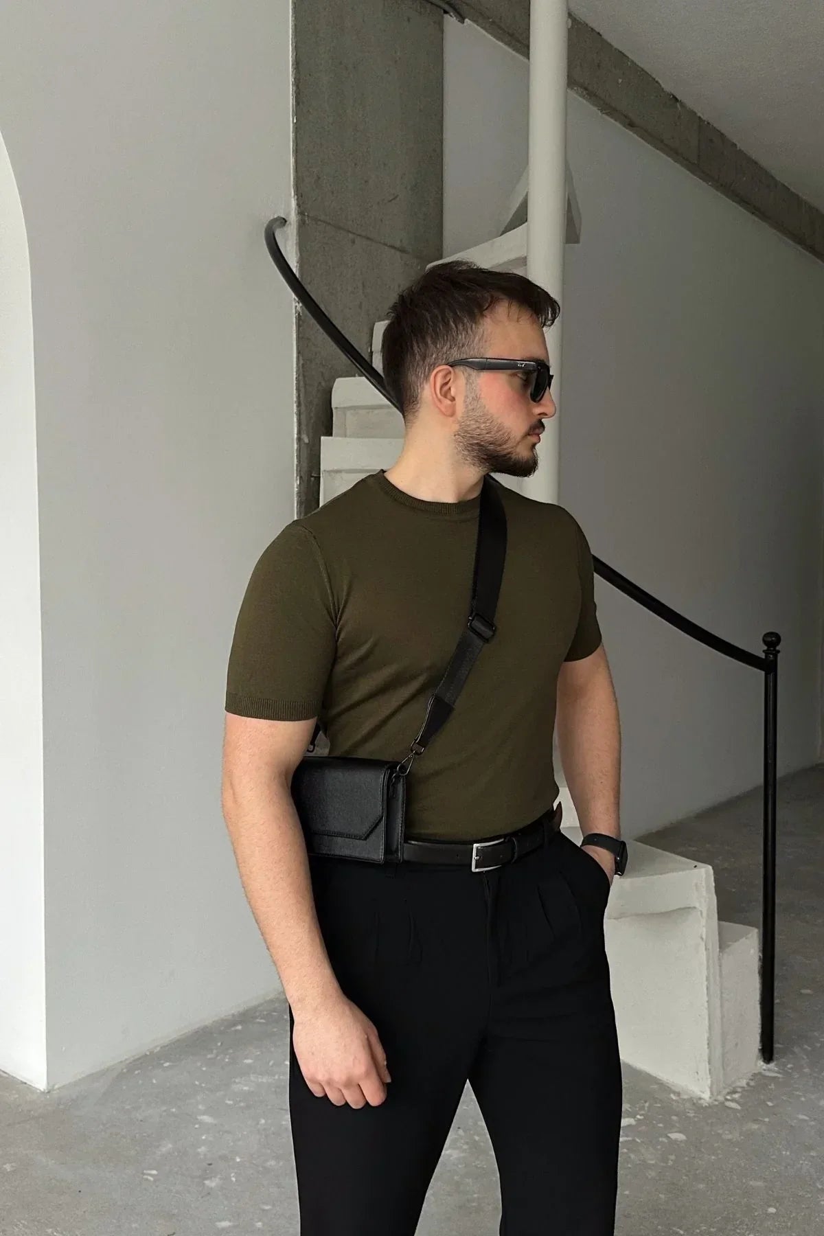 Kama Erkek Bisiklet Yaka Pamuk Regular Fit Kısa Kollu İnce Triko Tişört - Livio Ferri