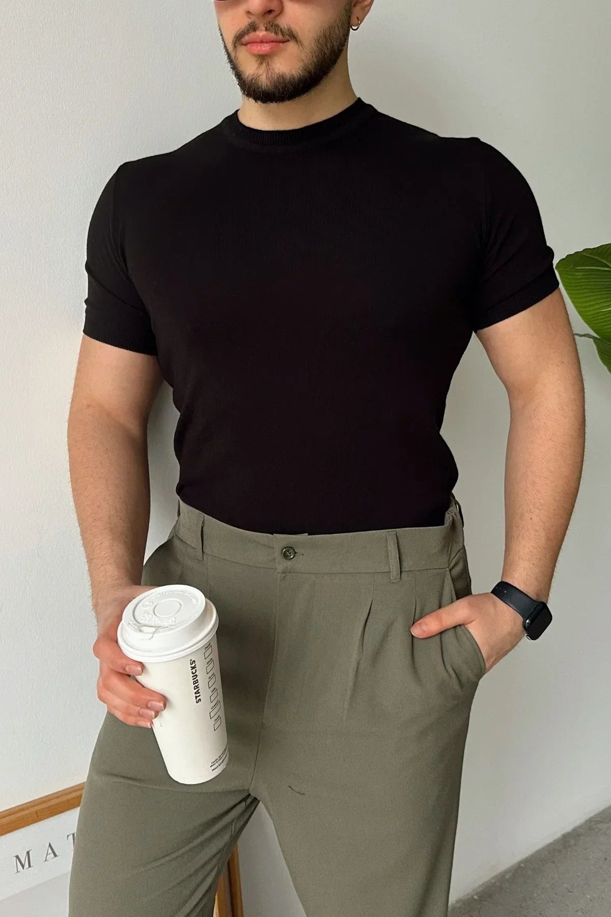 Kama Erkek Bisiklet Yaka Pamuk Regular Fit Kısa Kollu İnce Triko Tişört - Livio Ferri