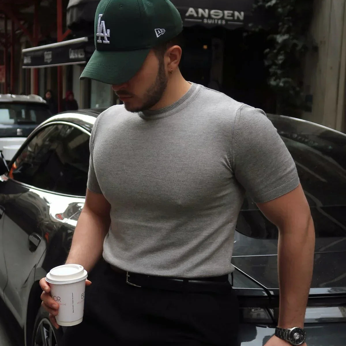 Kama Erkek Bisiklet Yaka Pamuk Regular Fit Kısa Kollu İnce Triko Tişört - Livio Ferri