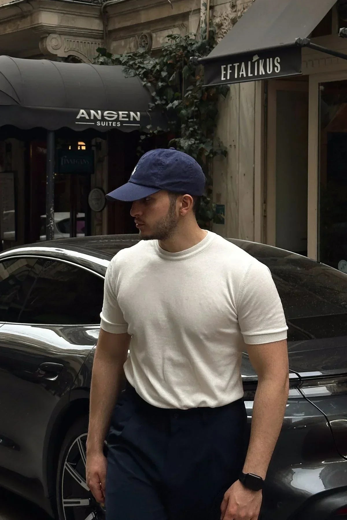 Kama Erkek Bisiklet Yaka Pamuk Regular Fit Kısa Kollu İnce Triko Tişört - Livio Ferri
