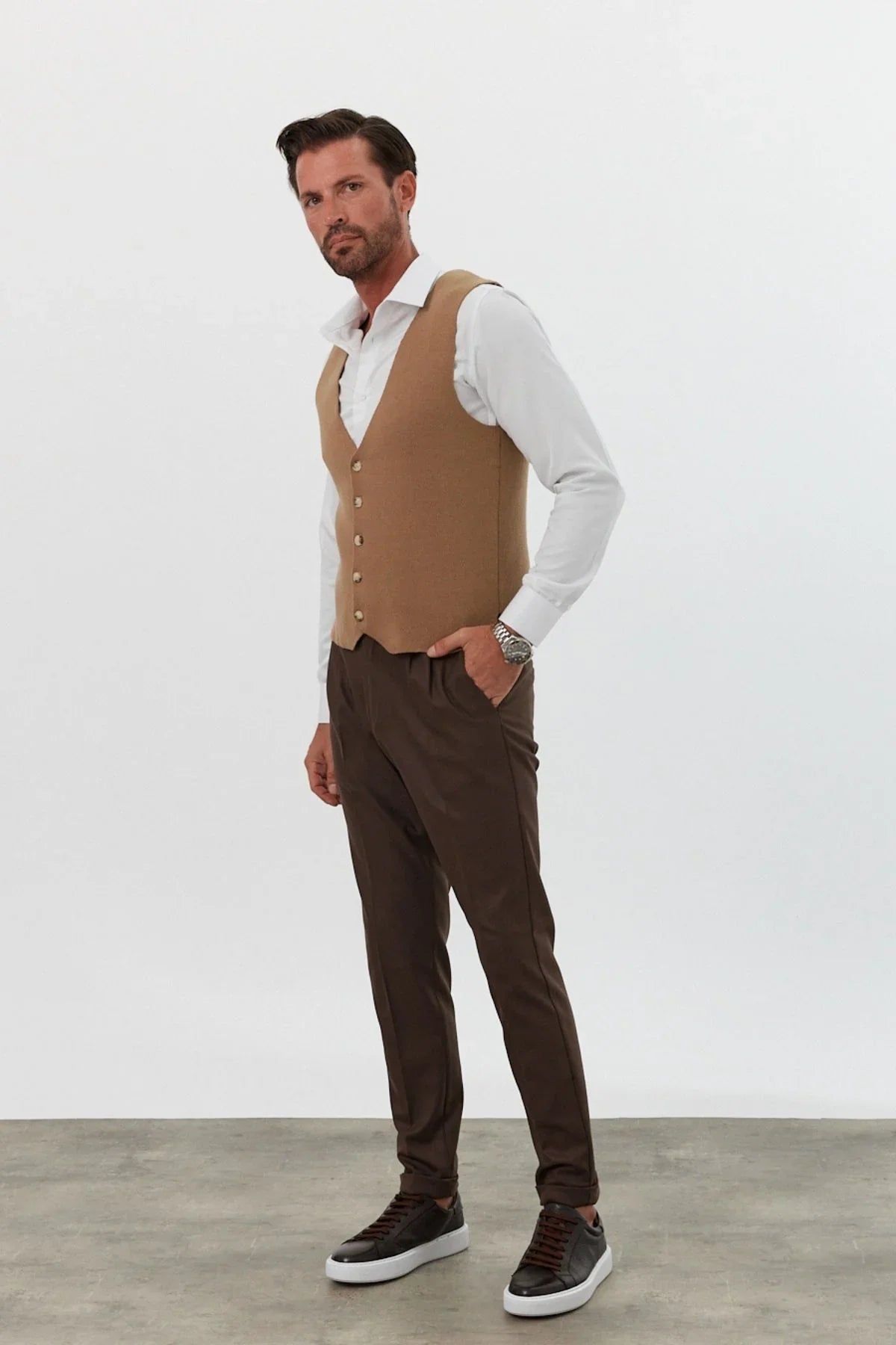 Klasik Pamuk fit kalıp Triko Klasik Yelek Kazak - Livio Ferri