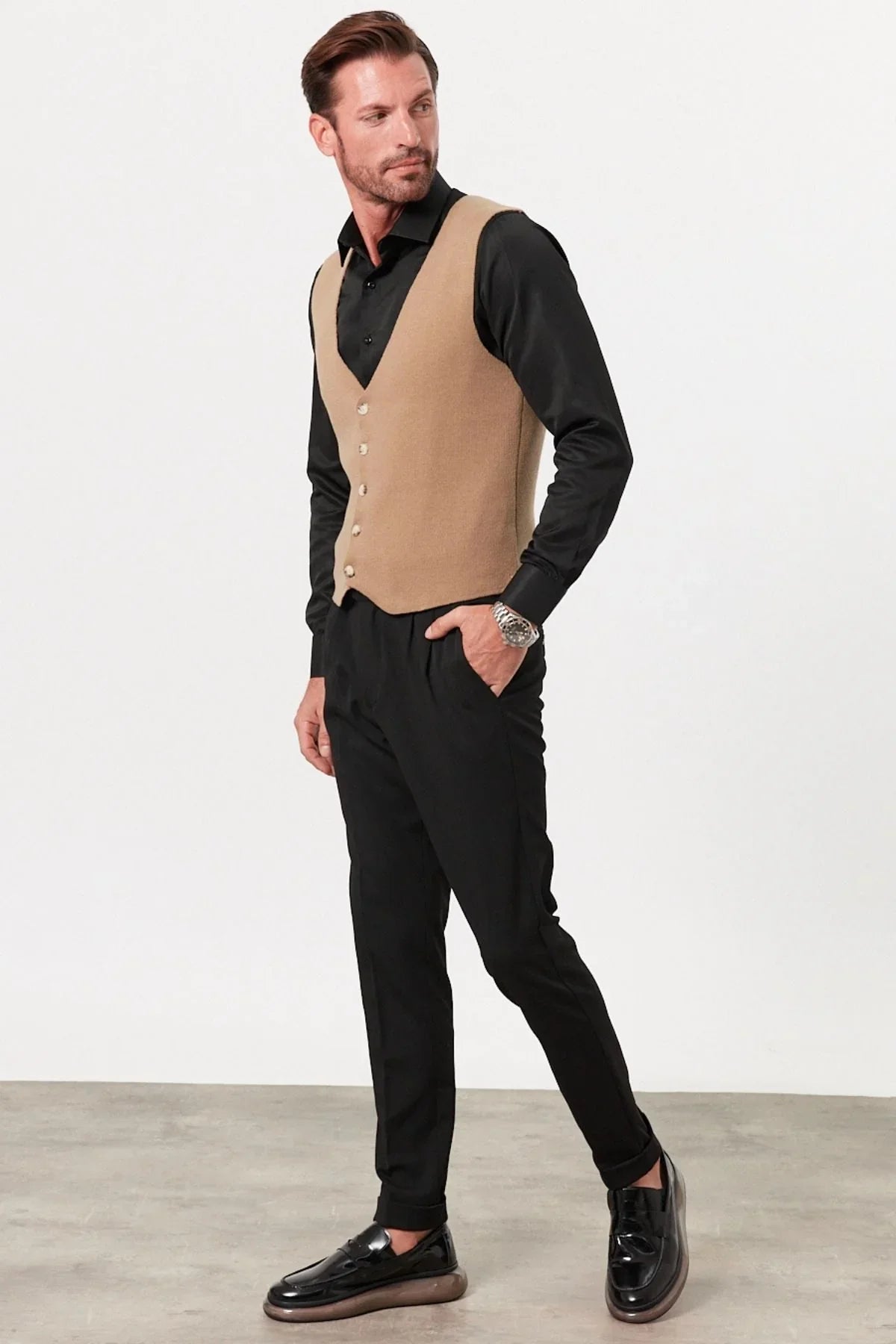 Klasik Pamuk fit kalıp Triko Klasik Yelek Kazak - Livio Ferri