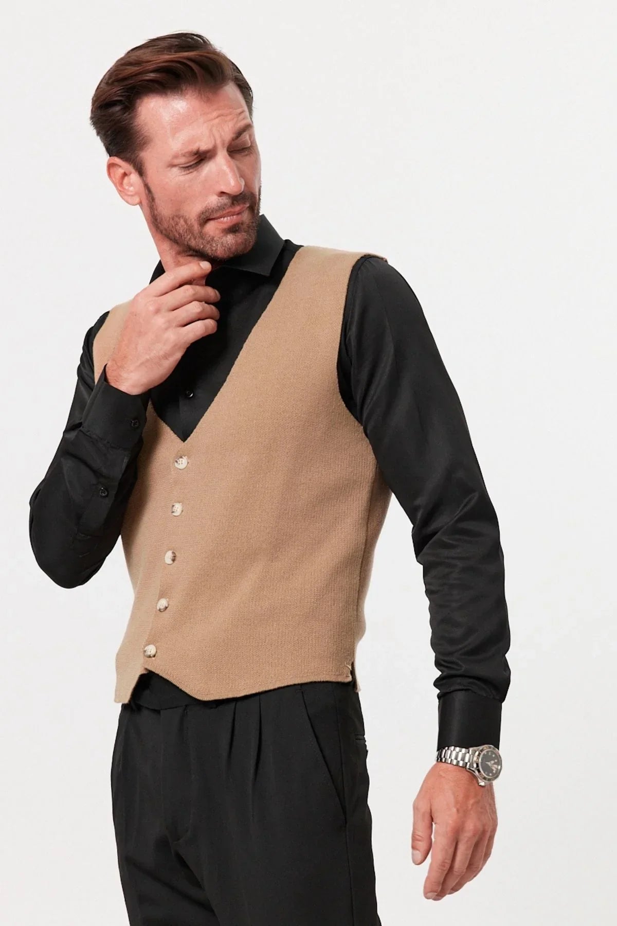 Klasik Pamuk fit kalıp Triko Klasik Yelek Kazak - Livio Ferri