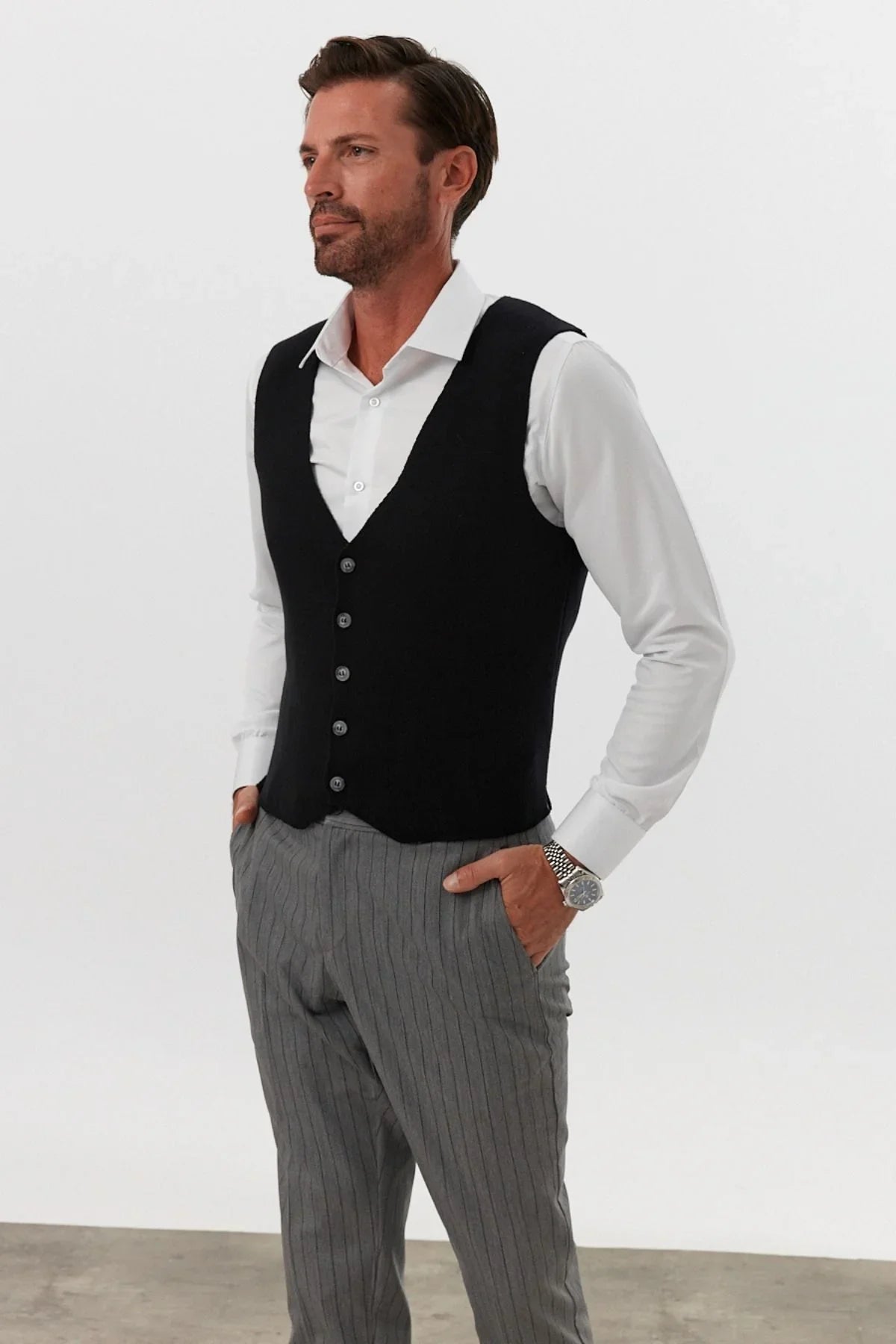 Klasik Pamuk fit kalıp Triko Klasik Yelek Kazak - Livio Ferri