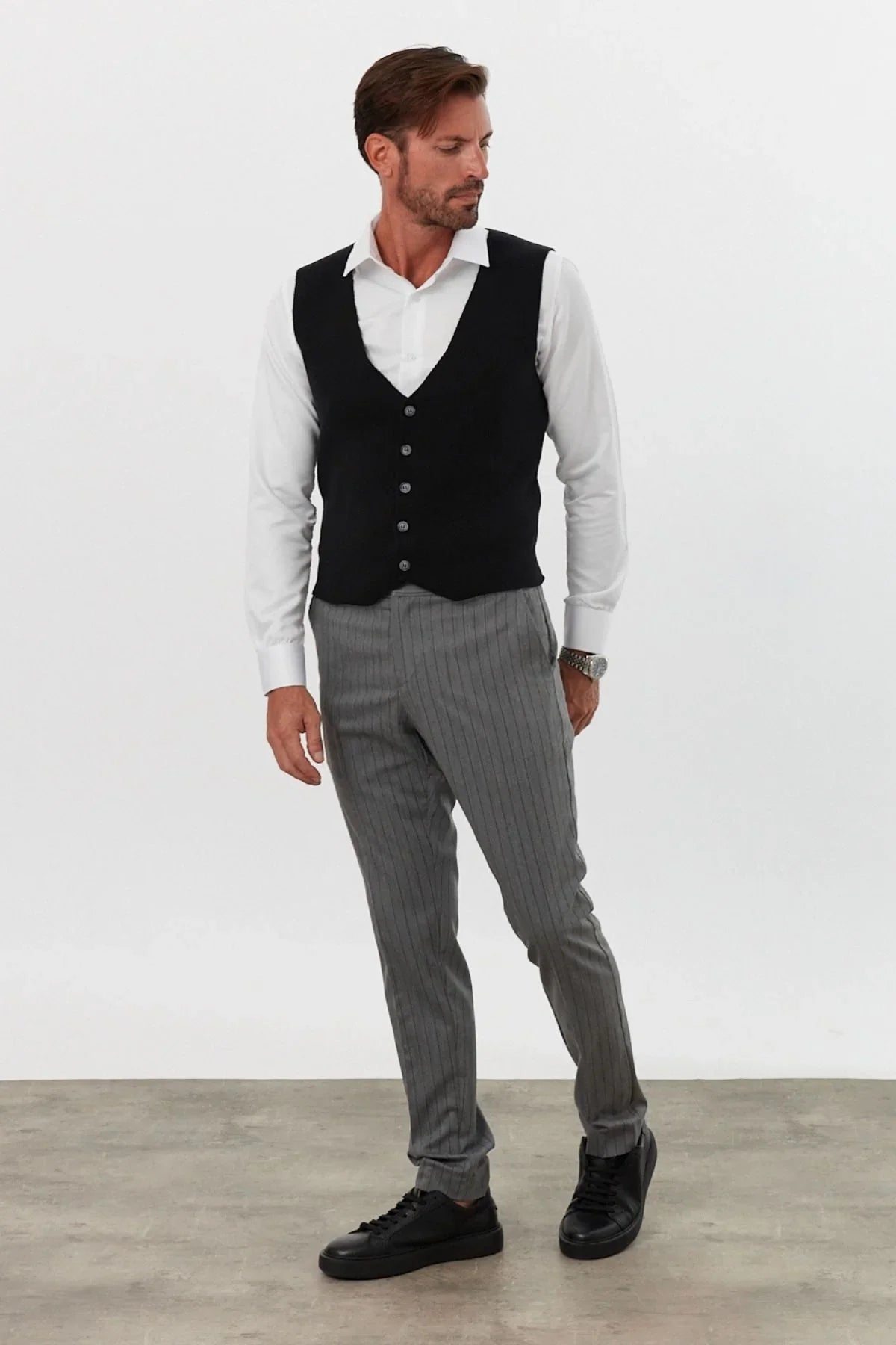 Klasik Pamuk fit kalıp Triko Klasik Yelek Kazak - Livio Ferri