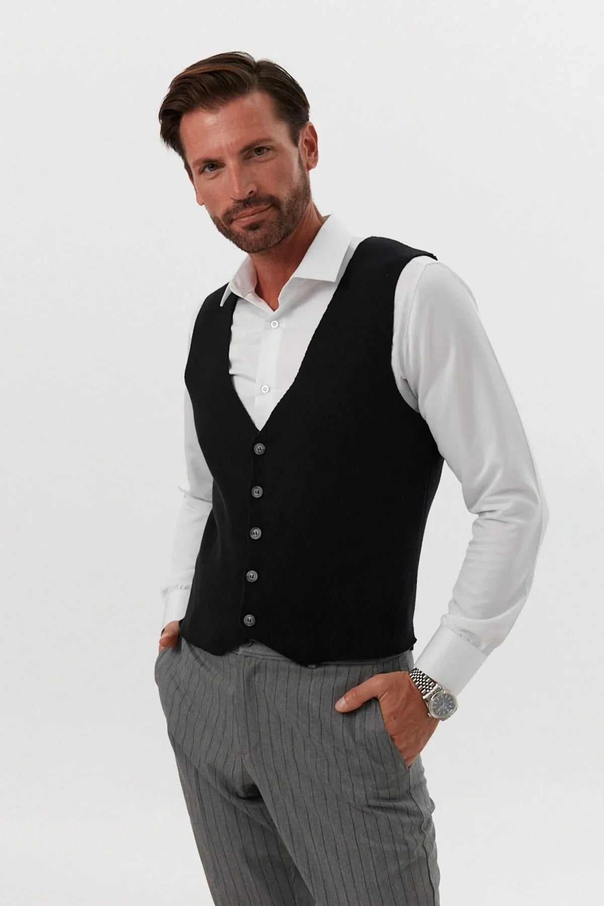 Klasik Pamuk fit kalıp Triko Klasik Yelek Kazak - Livio Ferri