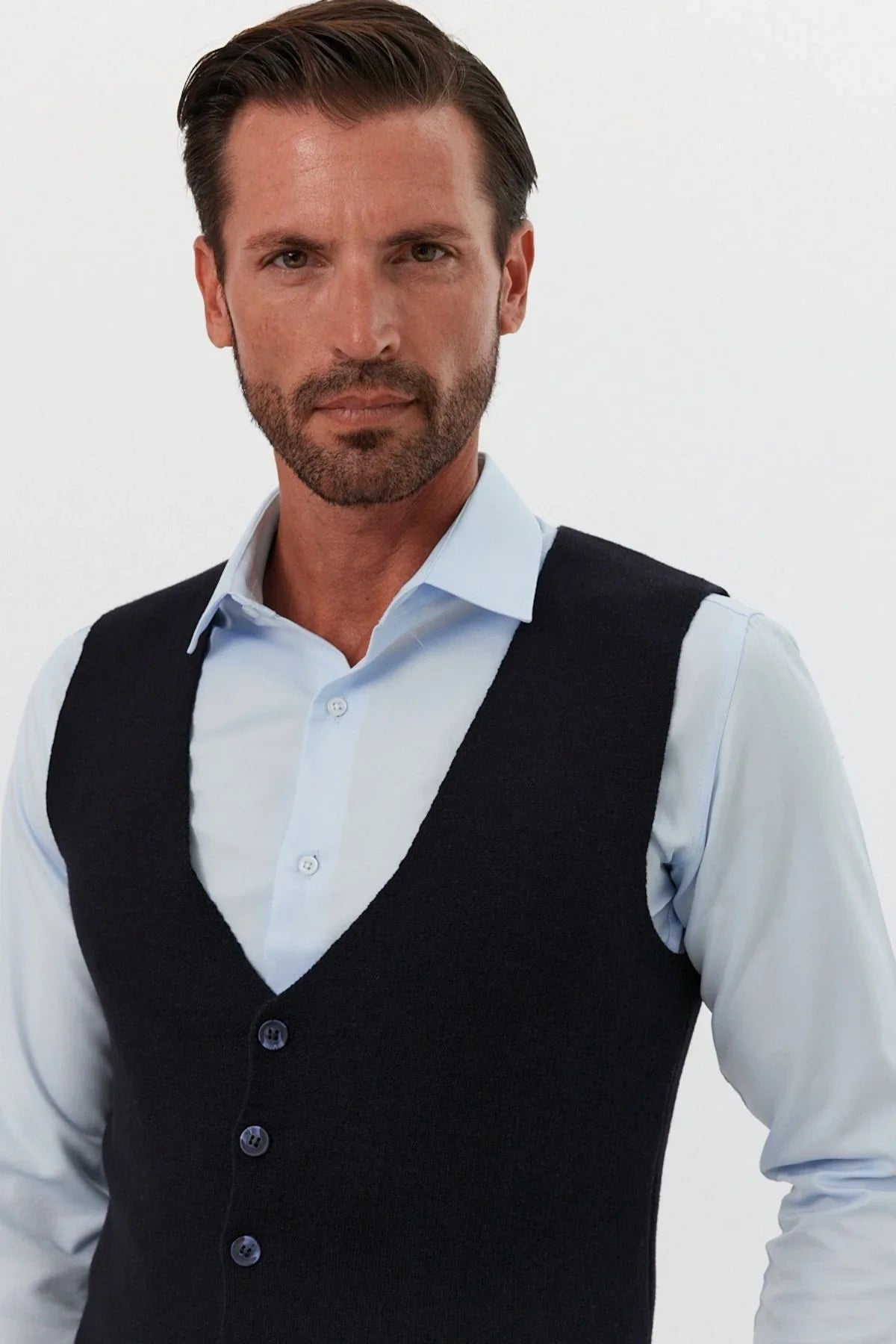 Klasik Pamuk fit kalıp Triko Klasik Yelek Kazak - Livio Ferri