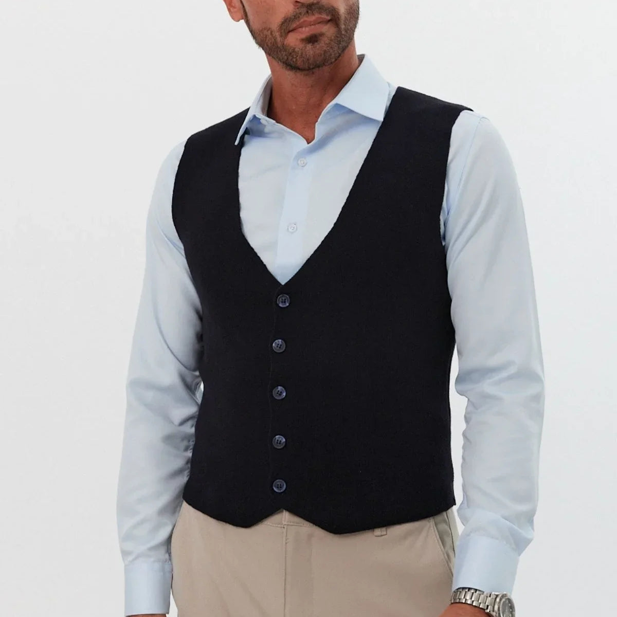 Klasik Pamuk fit kalıp Triko Klasik Yelek Kazak - Livio Ferri