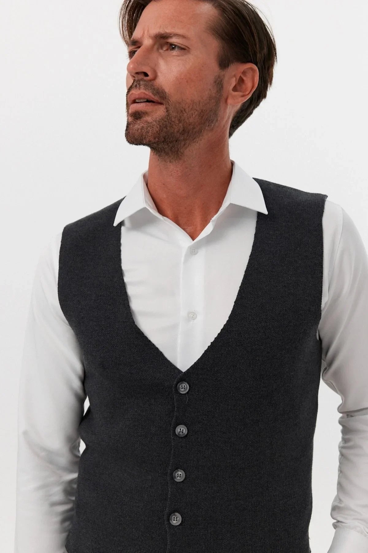 Klasik Pamuk fit kalıp Triko Klasik Yelek Kazak - Livio Ferri