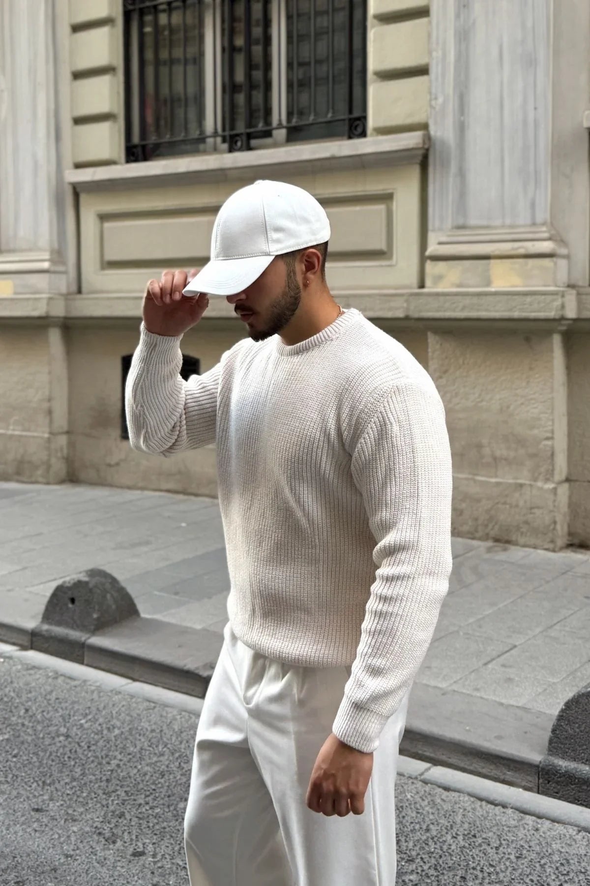 Koba Erkek Selanik Örgü Oversize Bisiklet Yaka Kalın Kazak - Livio Ferri