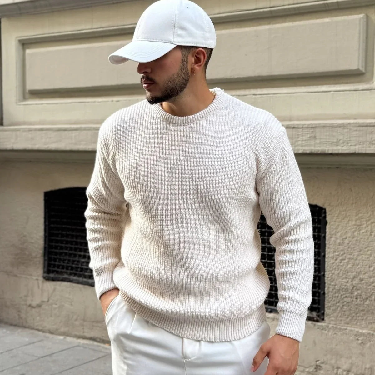 Koba Erkek Selanik Örgü Oversize Bisiklet Yaka Kalın Kazak - Livio Ferri