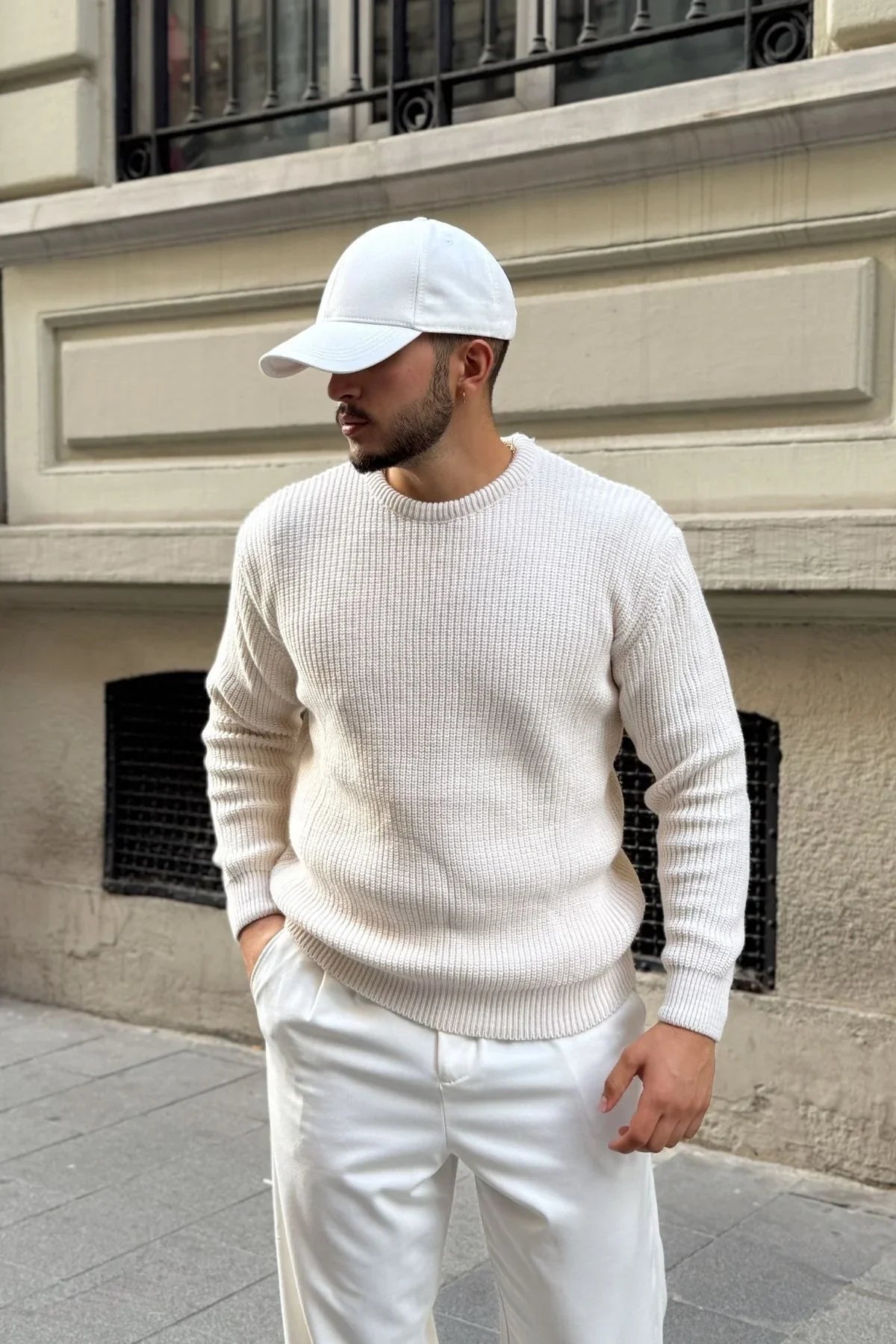 Koba Erkek Selanik Örgü Oversize Bisiklet Yaka Kalın Kazak - Livio Ferri