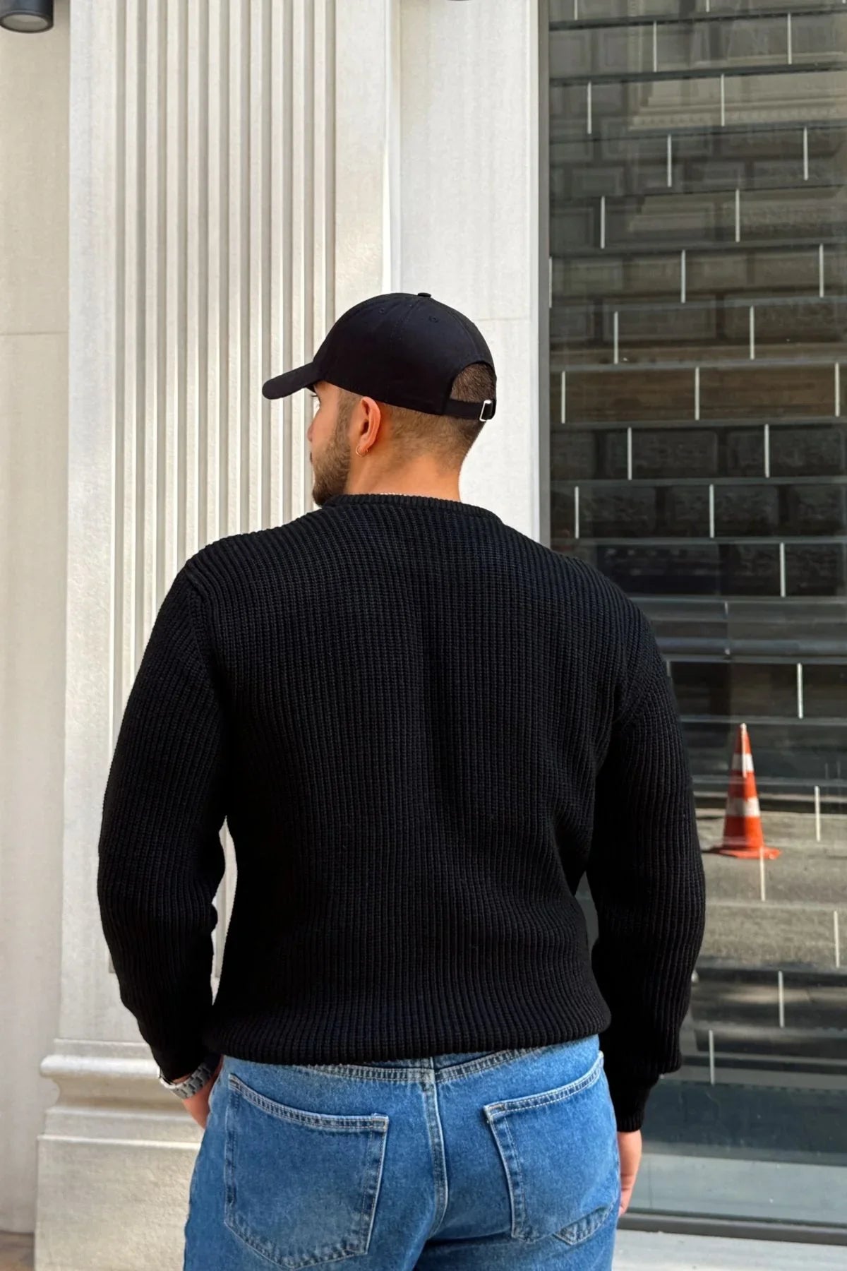 Koba Erkek Selanik Örgü Oversize Bisiklet Yaka Kalın Kazak - Livio Ferri