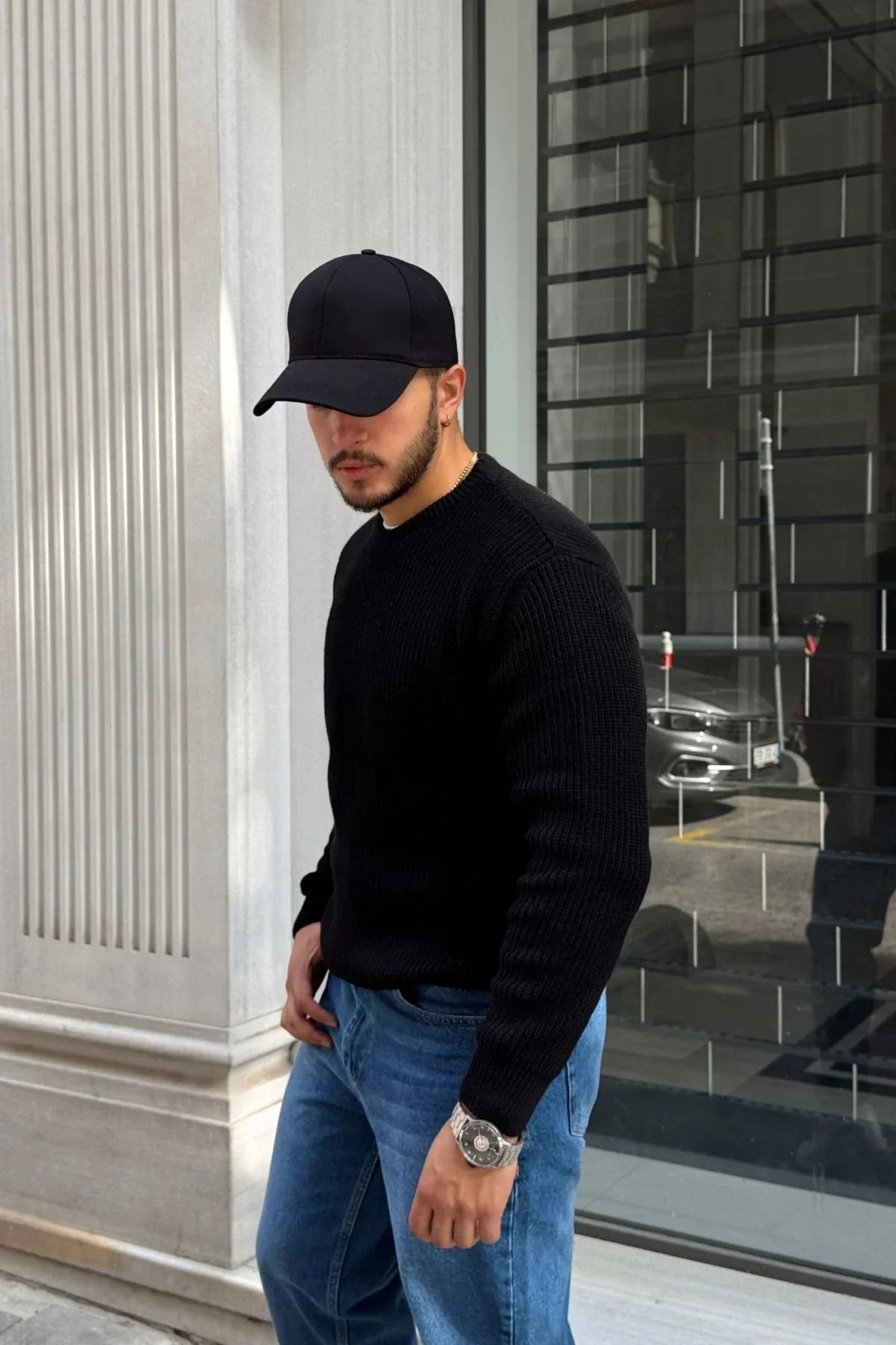 Koba Erkek Selanik Örgü Oversize Bisiklet Yaka Kalın Kazak - Livio Ferri