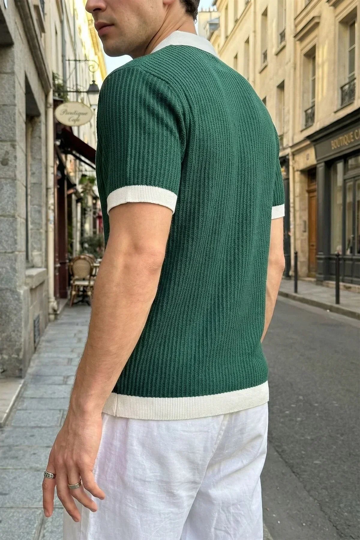 Köyten Regular Fit Erkek Kısa Kol Triko Polo Yaka Tişört Çizgili Dokulu - Livio Ferri