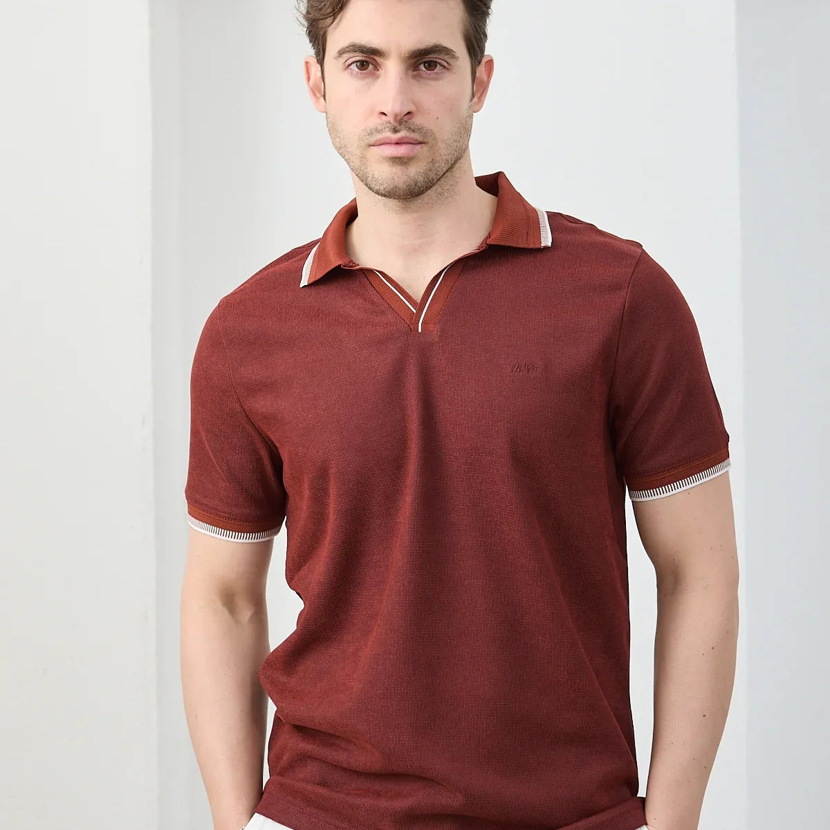 Lodz Erkek Polo Yaka Tişört Çekmeyen Pamuklu Kumaş Regular Fit Günlük
