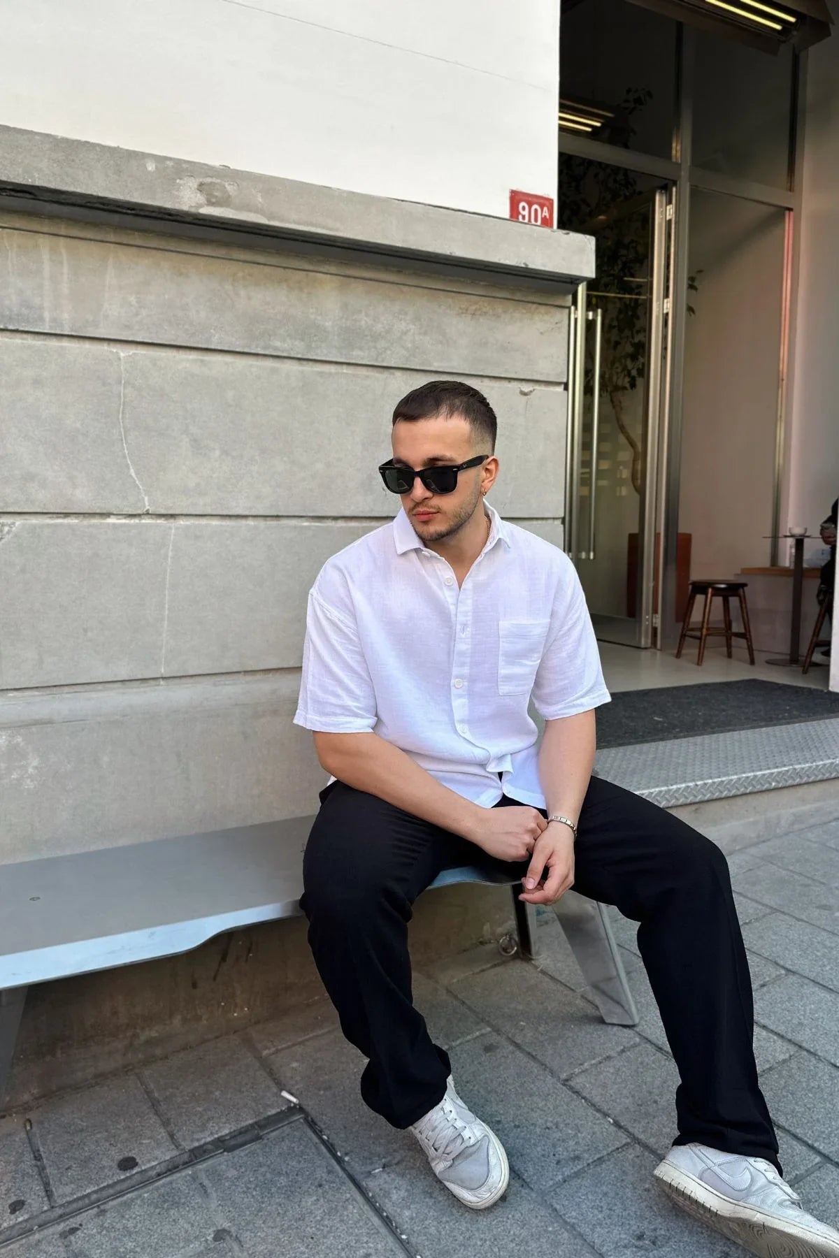 Lora Erkek Yazlık Pamuk Gömlek Kısa Kollu Cepli Bol Kesim - Livio Ferri