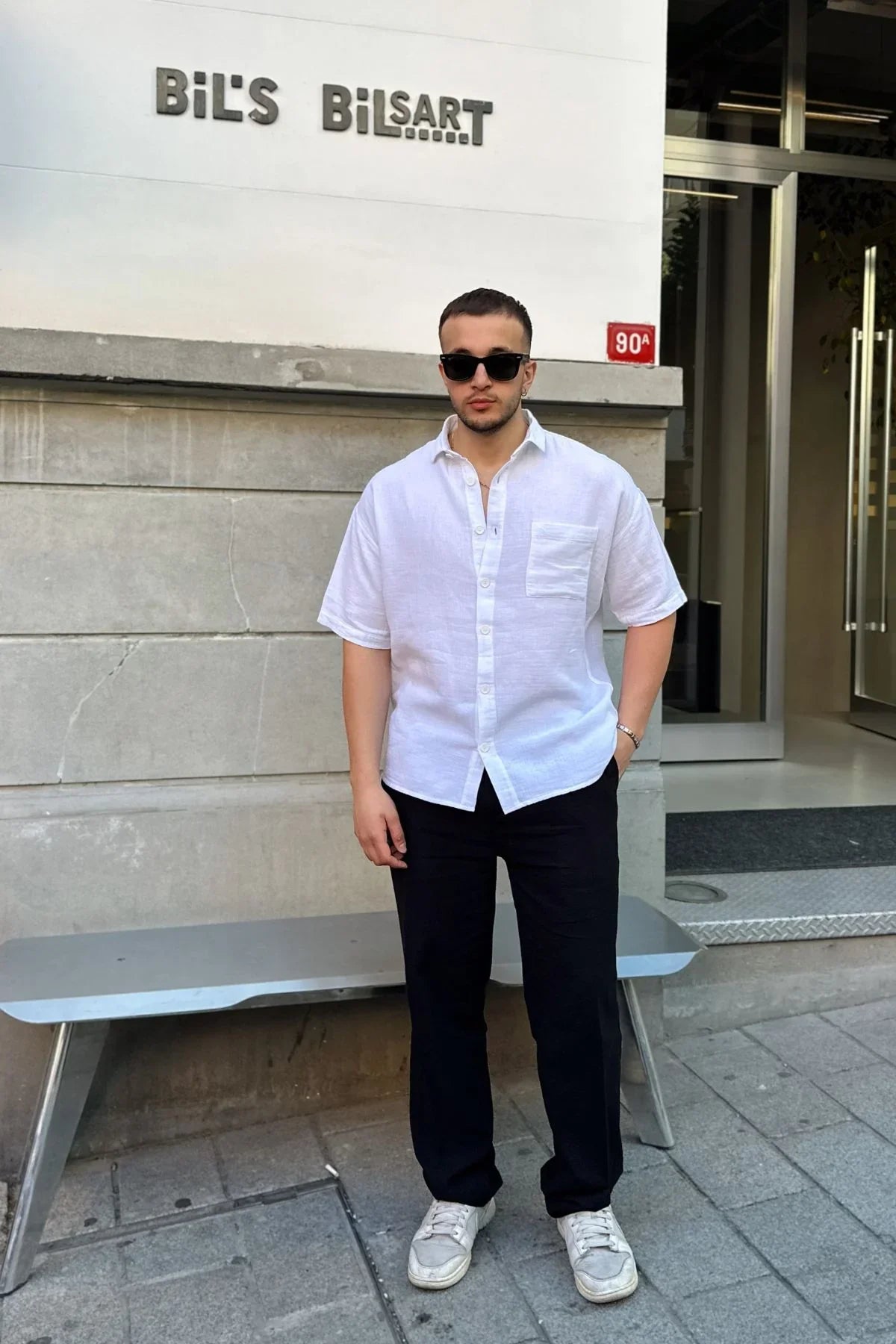 Lora Erkek Yazlık Pamuk Gömlek Kısa Kollu Cepli Bol Kesim - Livio Ferri