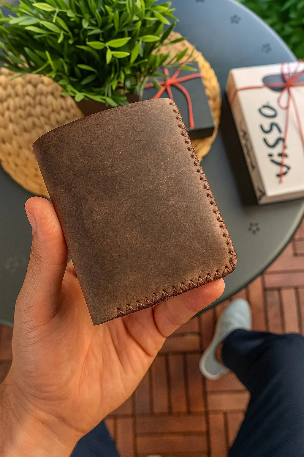 Lund Hakiki %100 Deri El Dikişli Dikey Erkek Kartlık Cüzdan - Livio Ferri