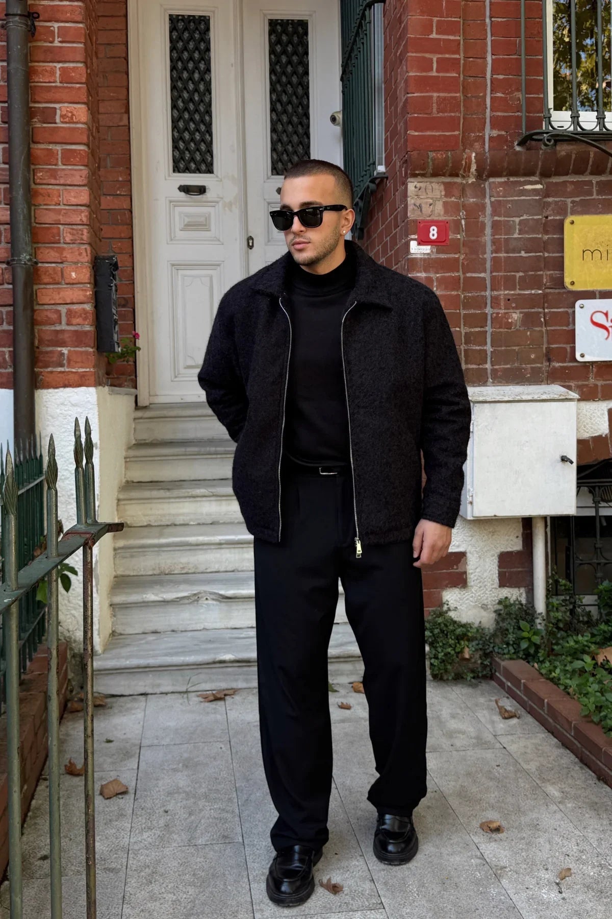 Lupi Çift Fermuarlı Astarlı Erkek Kaşe Kaban Sıcak Tutan Polo Yaka - Livio Ferri