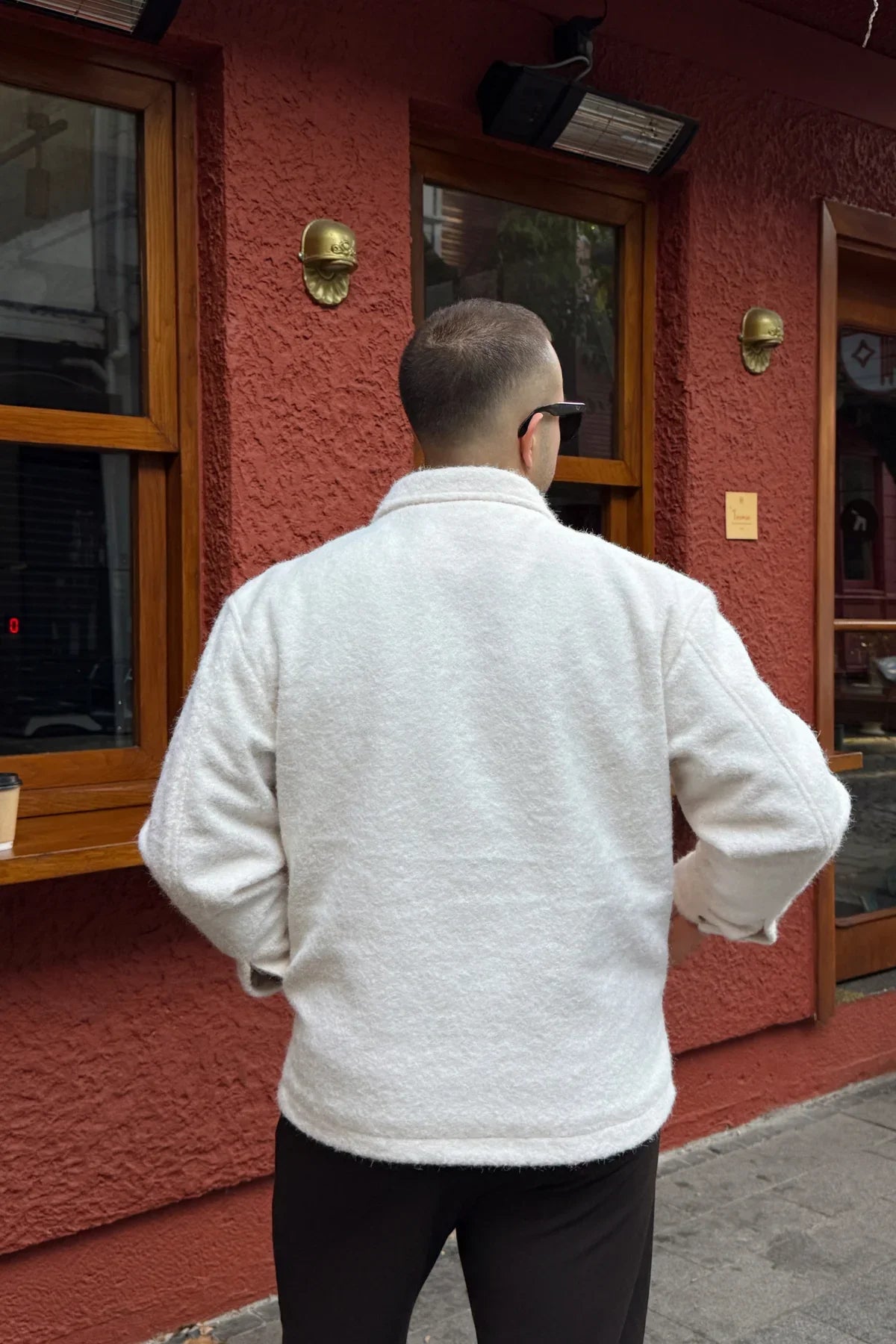 Lupi Çift Fermuarlı Astarlı Erkek Kaşe Kaban Sıcak Tutan Polo Yaka - Livio Ferri