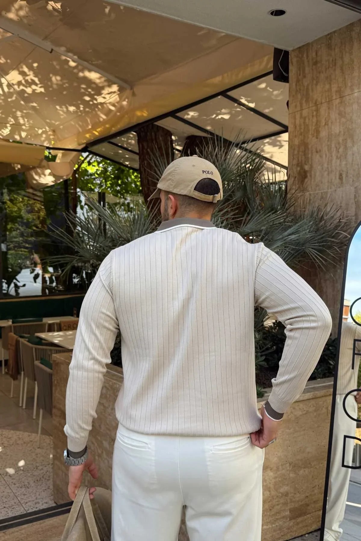 Luzi Çizgi Desenli Polo Yaka Premium Erkek Triko Kazak - Livio Ferri