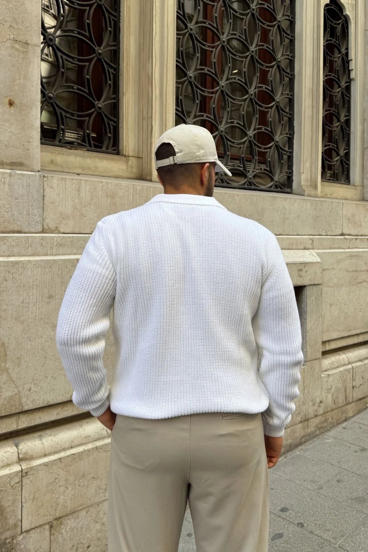 Mena Erkek Polo Yaka Selanik Örgü Yarım Fermuarlı Kalın Triko Kazak - Livio Ferri