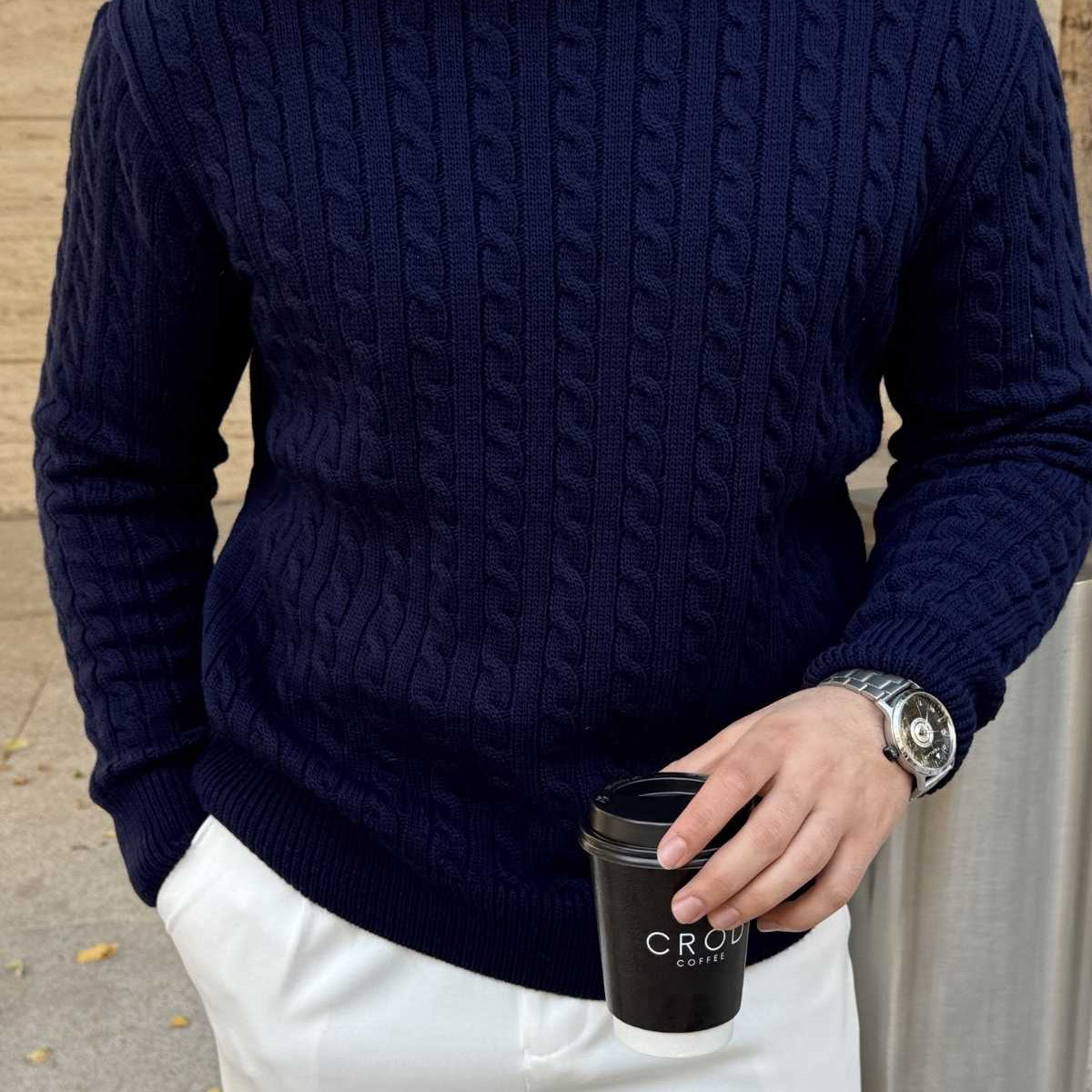 Mira Premium Saç Örgü Bisiklet Yaka Kalın Triko Kazak