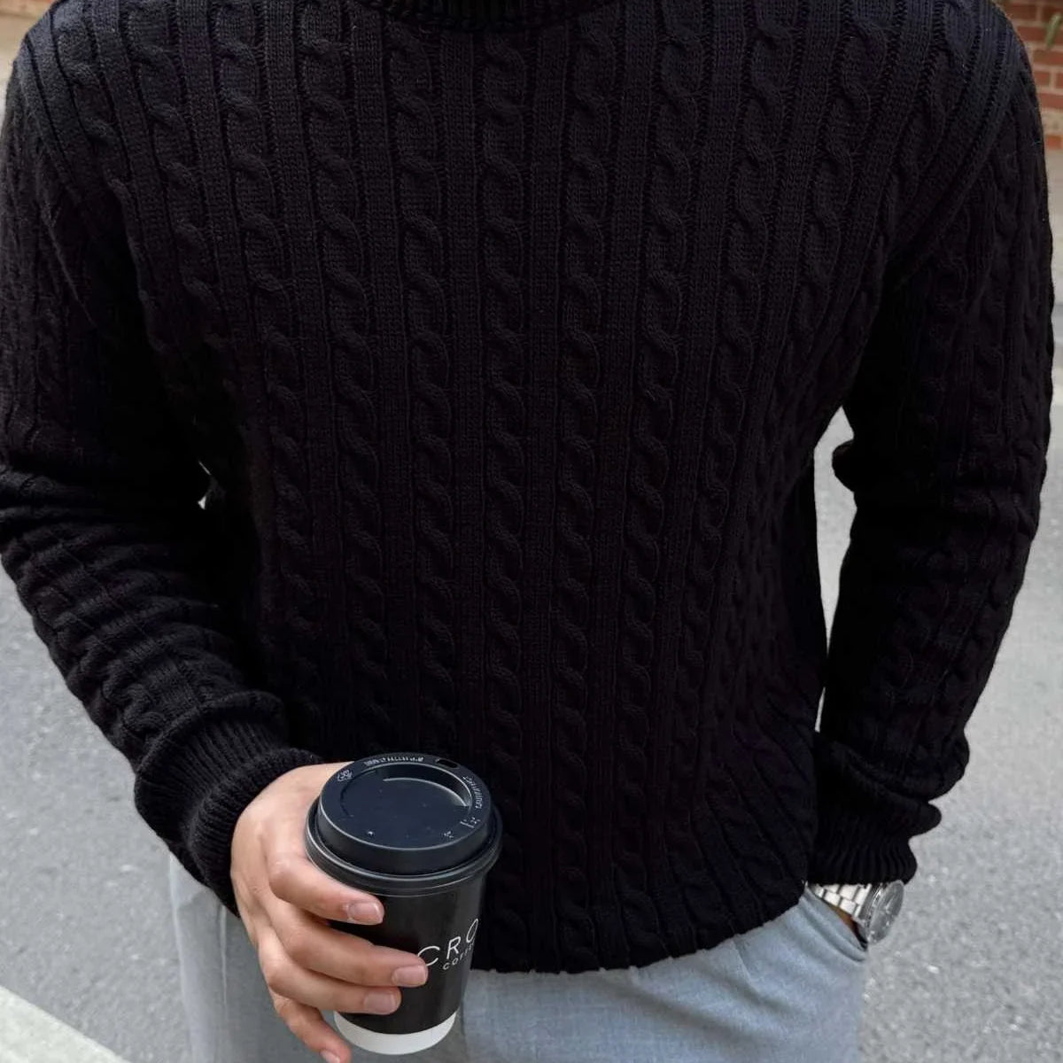 Mira Premium Saç Örgü Bisiklet Yaka Kalın Triko Kazak