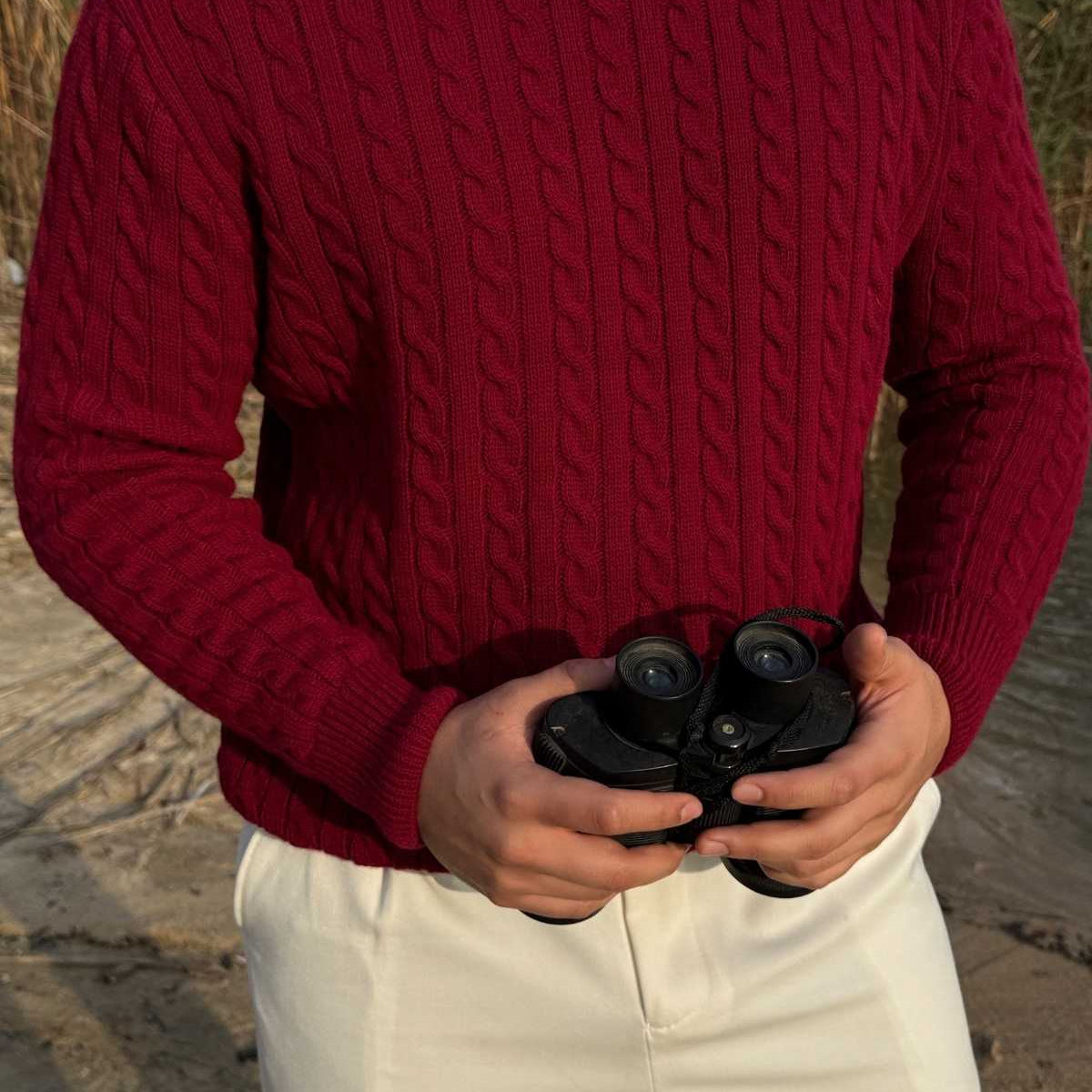 Mira Premium Saç Örgü Bisiklet Yaka Kalın Triko Kazak